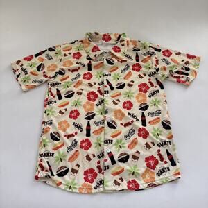 San Francisco SF Giants Hawaiian ALOHA FOODIE Coca Cola‎ Shirt Button Up Men’s M